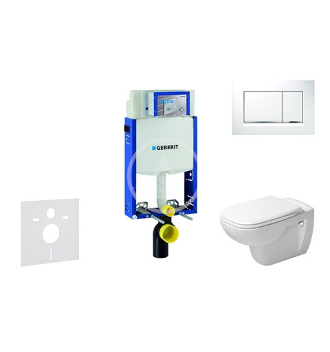 Geberit Modul na závesné WC s tlačidlom Sigma30, biela/lesklý chróm + Duravit D-Code - WC a doska, Rimless, SoftClose 110.302.00