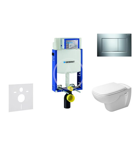 Geberit Modul na závesné WC s tlačidlom Sigma30, lesklý chróm/chróm mat + Duravit D-Code - WC a doska, Rimless, SoftClose 110.30