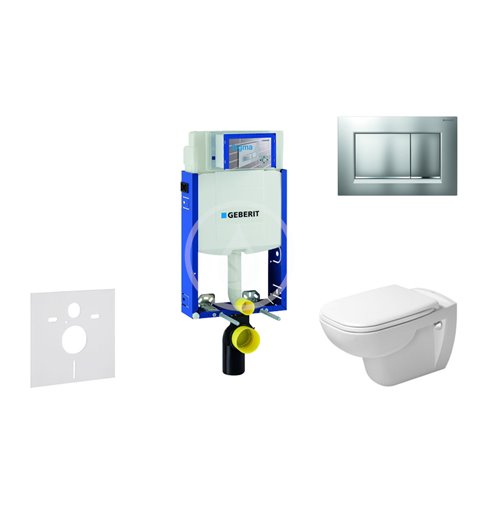 Geberit Modul na závesné WC s tlačidlom Sigma30, matný chróm/chróm + Duravit D-Code - WC a doska, Rimless, SoftClose 110.302.00.
