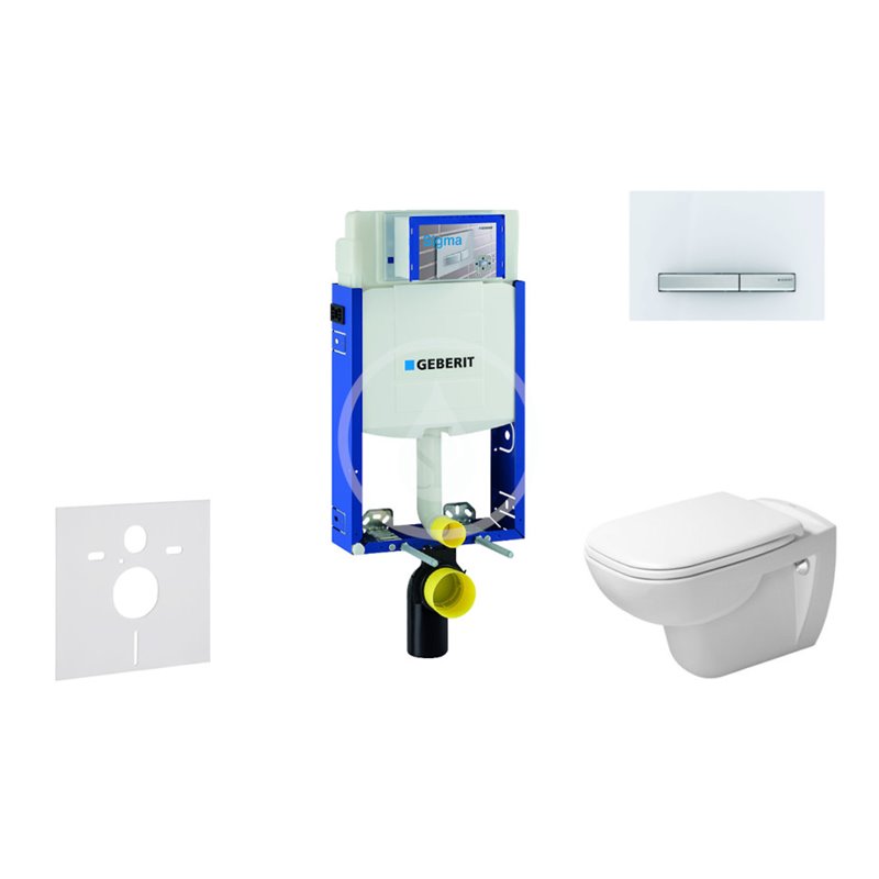 Geberit Modul na závesné WC s tlačidlom Sigma50, alpská biela + Duravit D-Code - WC a doska, Rimless, SoftClose 110.302.00.5 NH8