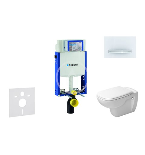 Geberit Modul na závesné WC s tlačidlom Sigma50, alpská biela + Duravit D-Code - WC a doska, Rimless, SoftClose 110.302.00.5 NH8