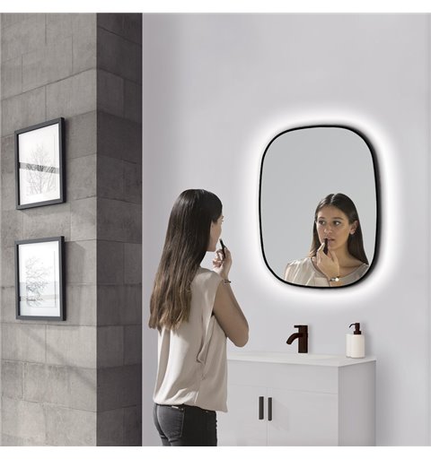 Sapho SHARON LED podsvietené zrkadlo 80x70cm, čierna mat E28903CI