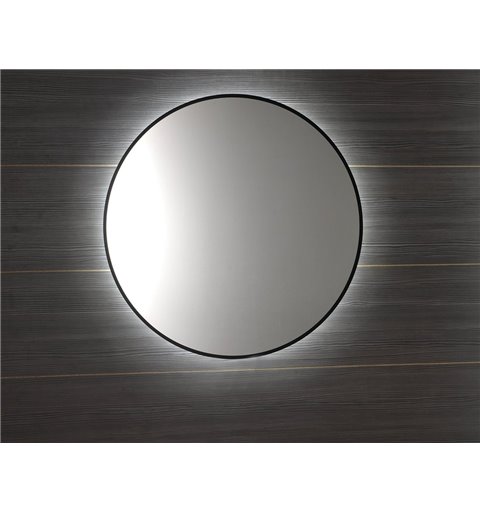 Sapho SHARON LED podsvietené zrkadlo Ø 80cm, čierna mat E28904CI
