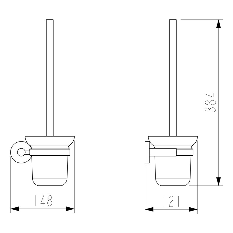 Sapho X-ROUND WC kefa nástenná, mliečne sklo, chróm XR323