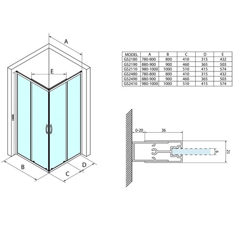 Gelco SIGMA SIMPLY sprchové dvere posuvné pre rohový vstup 1000 mm, číre sklo GS2110