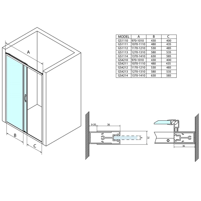 Gelco SIGMA SIMPLY sprchové dvere posuvné 1100mm, číre sklo GS1111
