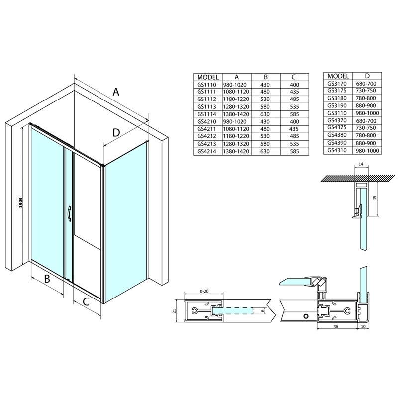 Gelco SIGMA SIMPLY sprchové dvere posuvné 1000mm, sklo Brick GS4210