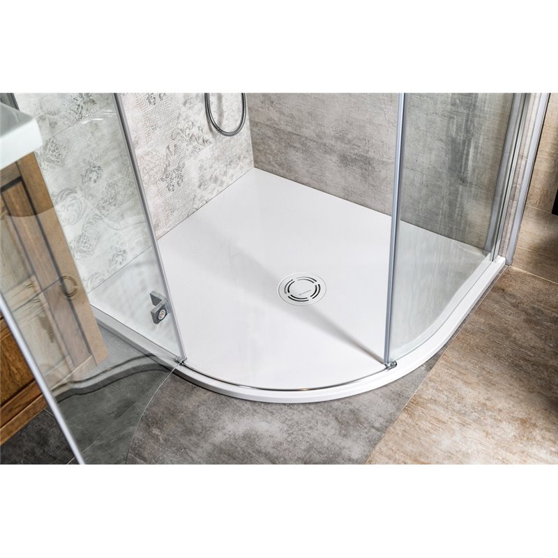 Polysan FLEXIA sprchová vanička z liateho mramoru štvrťkruh, s možnosťou úpravy rozmeru, 100x90x3cm, R550, ľavá 91321