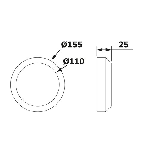 Sapho Krycí krúžok rozeta, nízka 25 mm 101671