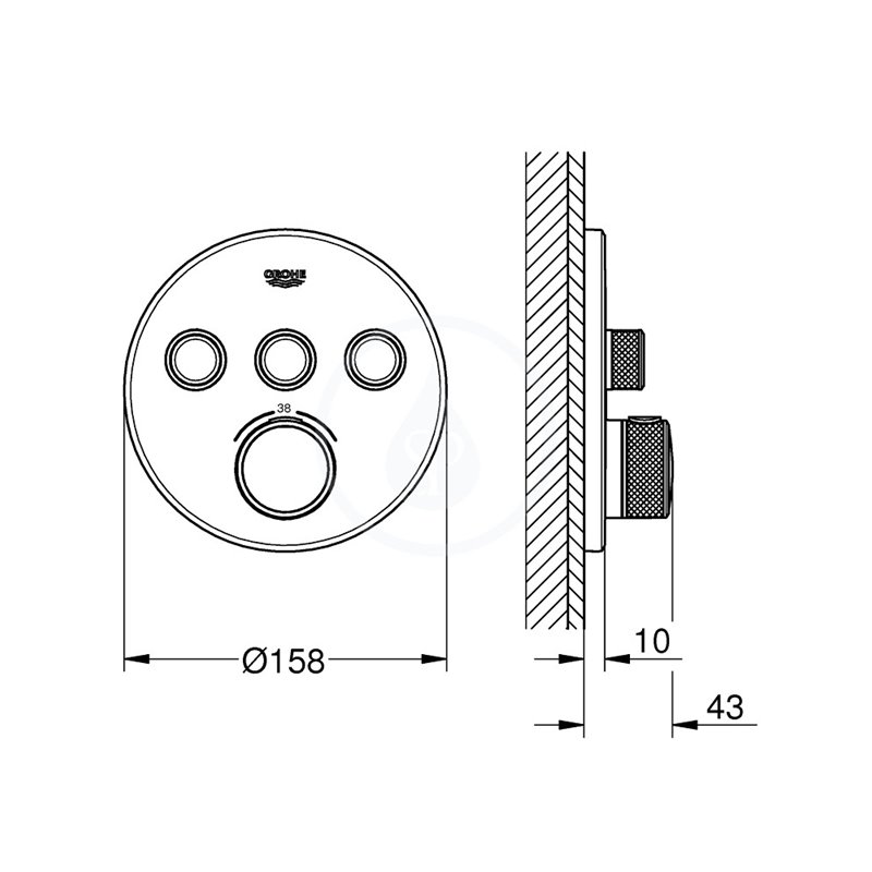 Grohe Grohtherm SmartControl - Termostatická sprchová podomietková batéria, 3 ventily, Warm Sunset (29121DA0)