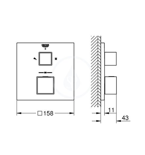 Grohe Grohtherm Cube - Termostatická batéria pod omietku pre 2 spotrebiče, chróm (24154000)