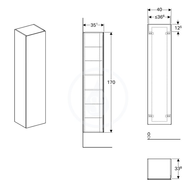 Geberit Xeno 2 - Skrinka vysoká 1700x400 mm, zrkadlo vo vnútri, lesklá biela (500.503.01.1)