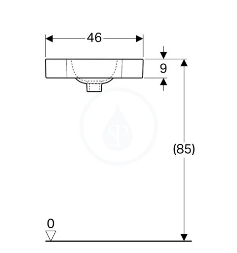 Geberit iCon - Rohové umývadielko bez prepadu, 460 mm x 330 mm, biele - jednootvorové umývadielko, s KeraTect (124729600)