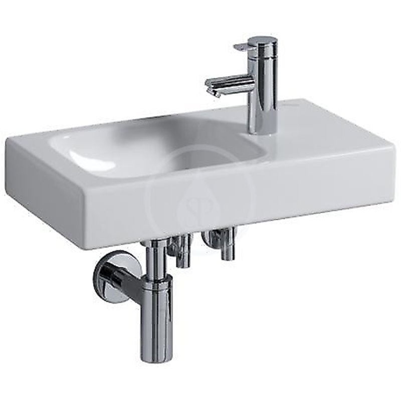 Geberit iCon xs - Umývadlo, 530 mm x 310 mm, biele - jednootvorové umývadlo, pravé, s KeraTect (124053600)