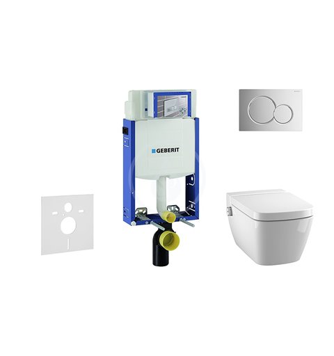Geberit Kombifix - Súprava predstenovej inštalácie, sprchovacej toalety a sedadla Tece, tlačidla Sigma01, Rimless, SoftClose, le