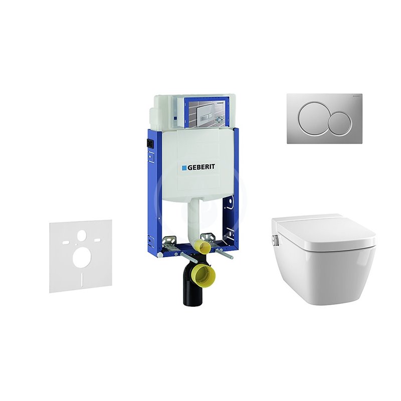 Geberit Kombifix - Súprava predstenovej inštalácie, sprchovacej toalety a sedadla Tece, tlačidla Sigma01, Rimless, SoftClose, ma