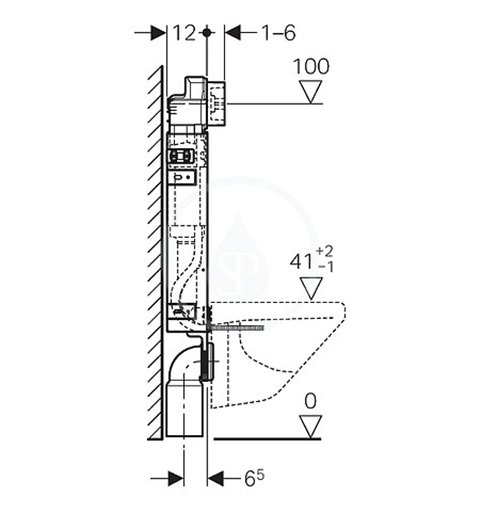 Geberit Kombifix Montážny prvok Basic na závesné WC, 108 cm, splachovacia nádržka pod omietku Delta 12 cm 110.100.00.1