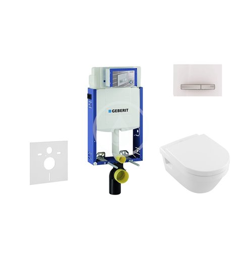 Geberit Kombifix - Súprava na závesné WC + klozet a sedadlo softclose Villeroy & Boch – súprava s tlačidlom Sigma50, výplň biela