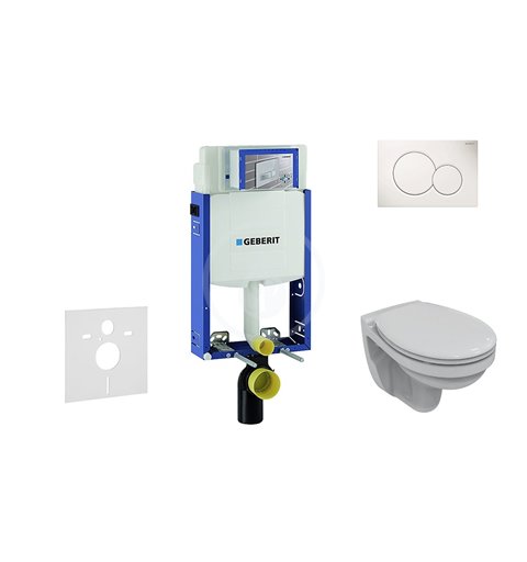 Geberit Kombifix - Súprava na závesné WC + klozet a sedadlo softclose Ideal Standard Quarzo – súprava s tlačidlom Sigma01, biele