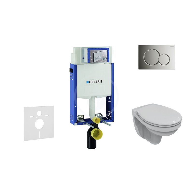 Geberit Kombifix - Súprava na závesné WC + klozet a sedadlo softclose Ideal Standard Quarzo – súprava s tlačidlom Sigma01, chróm