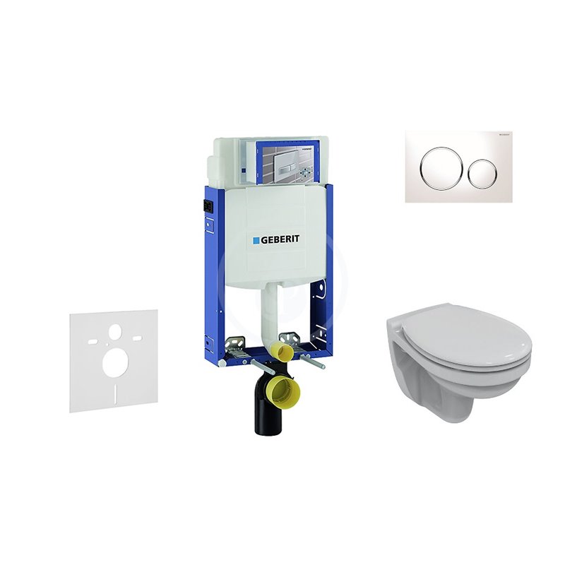 Geberit Kombifix - Súprava na závesné WC + klozet a sedadlo softclose Ideal Standard Quarzo – súprava s tlačidlom Sigma20, biela