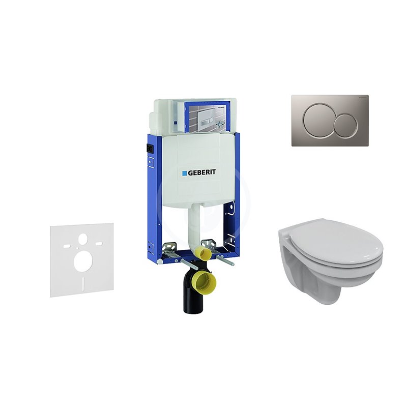 Geberit Kombifix - Súprava na závesné WC + klozet a sedadlo Ideal Standard Quarzo – súprava s tlačidlom Sigma01, matný chróm 110