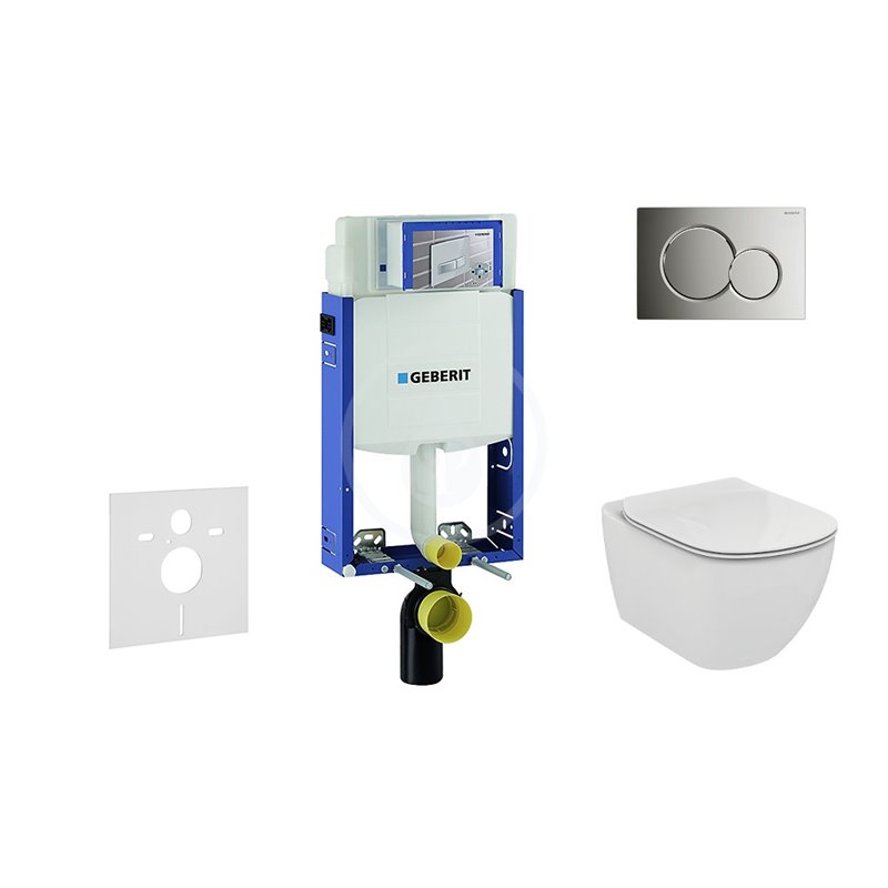 Geberit Kombifix - Súprava na závesné WC + klozet a sedadlo softclose Ideal Standard Tesi – súprava s tlačidlom Sigma01, chróm 1