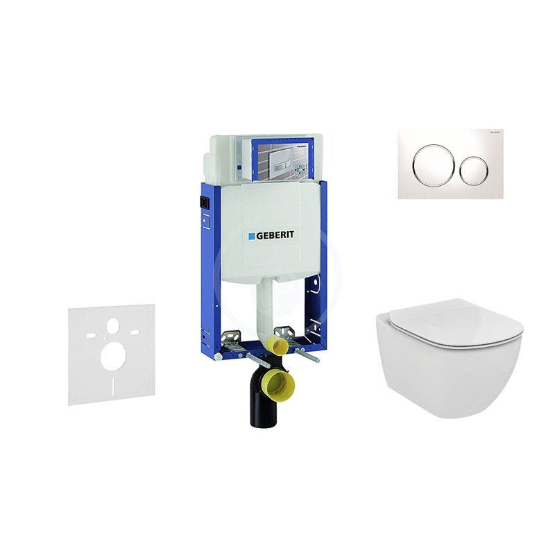 Geberit Kombifix - Súprava na závesné WC + klozet a sedadlo softclose Ideal Standard Tesi – súprava s tlačidlom Sigma20, biela/l