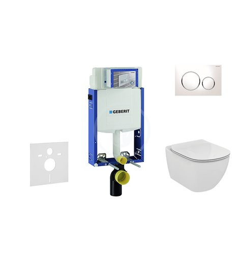 Geberit Kombifix - Súprava na závesné WC + klozet a sedadlo Ideal Standard Tesi – súprava s tlačidlom Sigma20, biela/lesklý chró