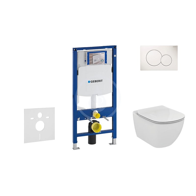 Geberit Duofix - Súprava na závesné WC + klozet a sedadlo Ideal Standard Tesi – súprava s tlačidlom Sigma01, biele 111.300.00.5 