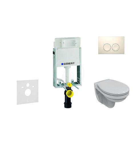 Geberit Kombifix - Súprava na závesné WC + klozet a sedadlo Ideal Standard Quarzo – súprava s tlačidlom Delta21, biele 110.100.0