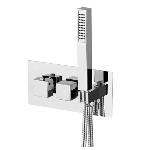 Sapho LATUS podomietková sprchová termostatická batéria vrátane ručnej sprchy, 2 výstupy, chróm 1102-43