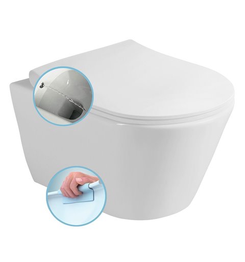 Sapho AVVA WC závesné WC rimless 56x37 cm s bidetovou sprškou 100312