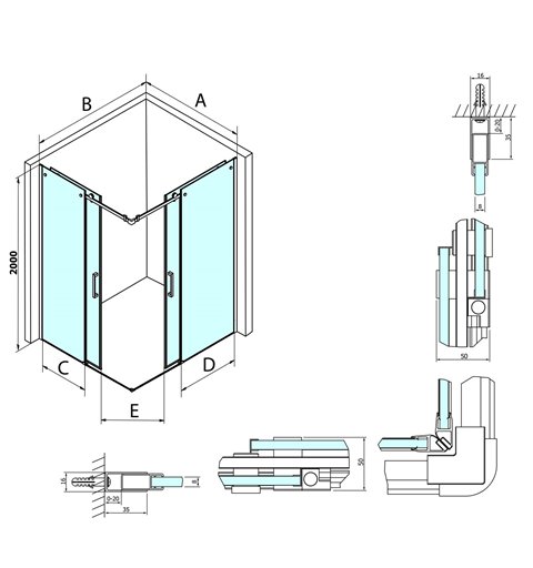 Gelco DRAGON obdĺžniková sprchová zástena 800x1000mm L/P varianta,rohový vstup GD4280GD4210