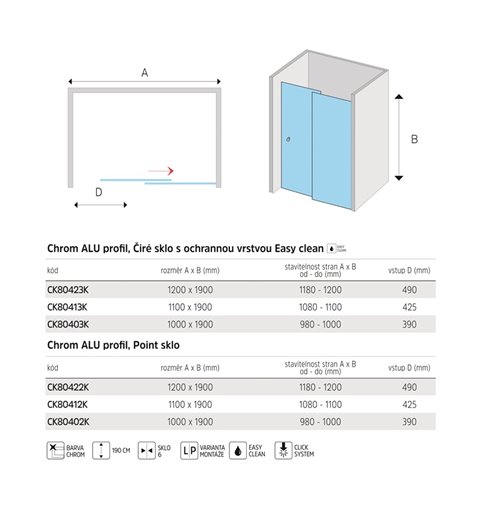 Mereo Sprchové dvere, LIMA, dvojdilene, zasúvacie,  100 cm, chróm ALU, sklo Point CK80402K