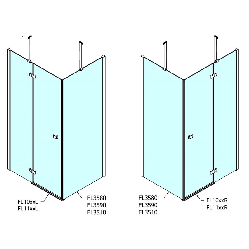 Polysan FORTIS LINE štvorcová sprchová zástena 1000x1000 mm, R varianta FL1010RFL3510
