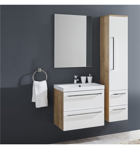 Mereo Bino kúpeľňová skriňka vysoká, závesná bez nožičiek, pravá, biela/biela CN668