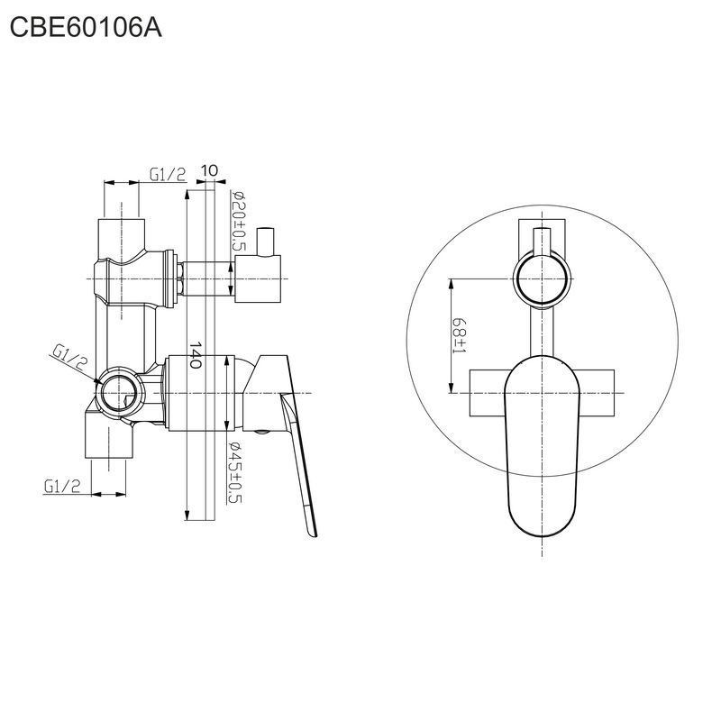 Mereo Sprchová podomietková batéria s prepínačom, Mada, Mbox, kruhový kryt, chróm CBQ60106MA