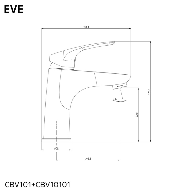 Mereo Umývadlová stojanková batéria, Eve, bez výpuste, chróm CBV10101