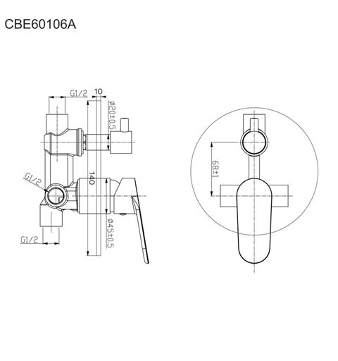 Mereo Sprchová podomietková batéria s prepínačom, Viana, Mbox, kruhový  kryt, chróm CBE60106A