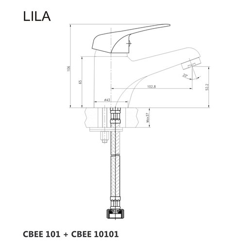 Mereo Umývadlová stojanková batéria, Lila, s výpusťou, chróm CBEE101