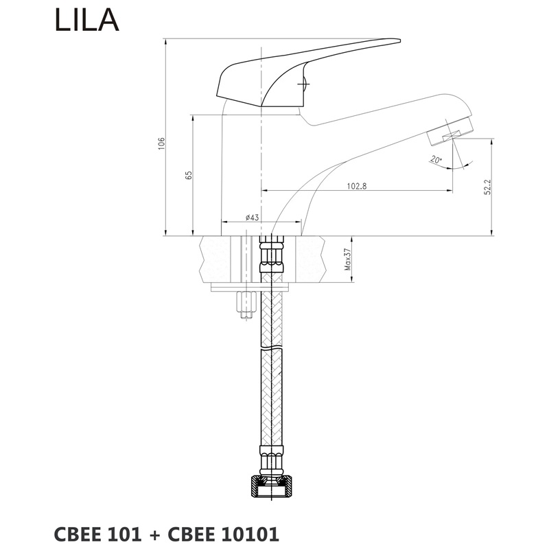 Mereo Umývadlová stojanková batéria, Lila, bez výpuste, chróm CBEE10101