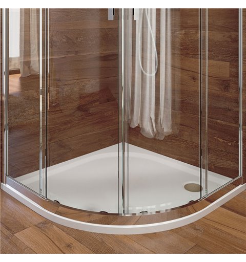 Mereo Štvrťkruhová sprchová vanička, 100x100x3 cm, R550, bez nožičiek, liaty mramor CV75M