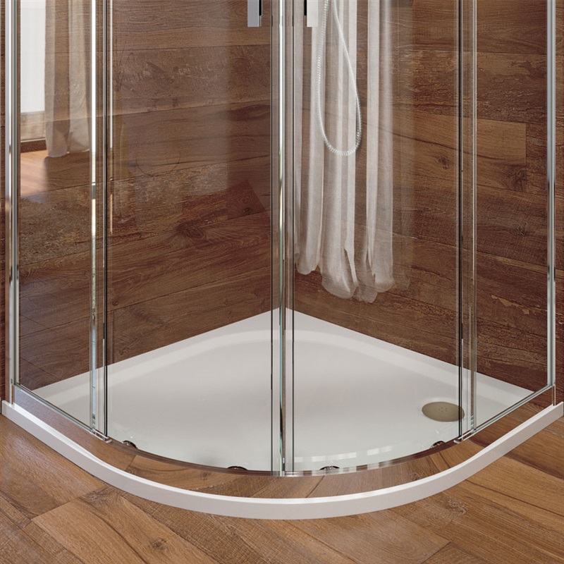 Mereo Štvrťkruhová sprchová vanička, 100x100x3 cm, R550, bez nožičiek, liaty mramor CV75M