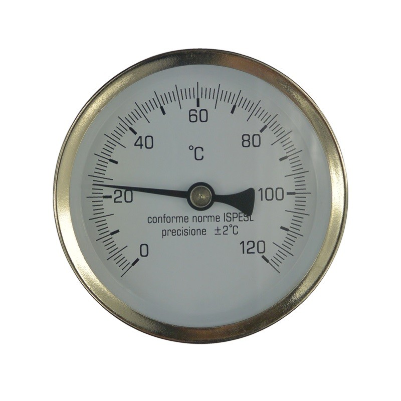 Klum Teplomer bimetalový DN 100, 0 - 120 °C, zadný vývod 1/2", objímka 50 mm PR3054