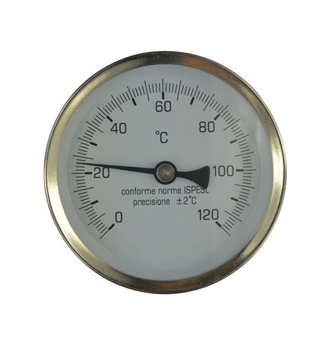 Klum Teplomer bimetalový DN 100, 0 - 120 °C, zadný vývod 1/2", objímka 50 mm PR3054