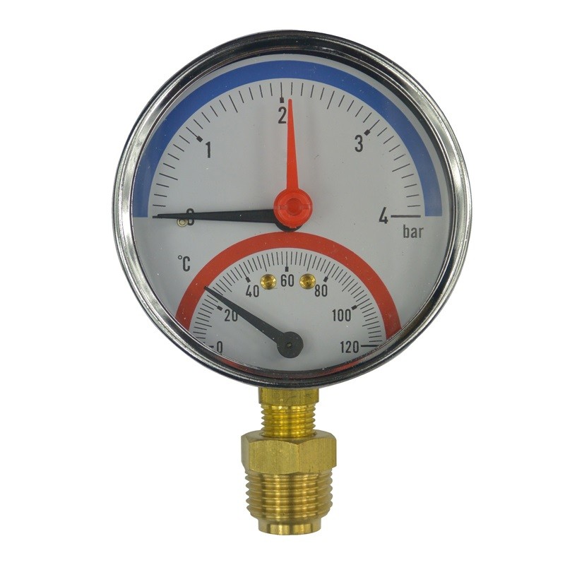 Klum Termomanometer 0-4 bar, 0-120 °C, zadný vývod 1/2 " PR3080