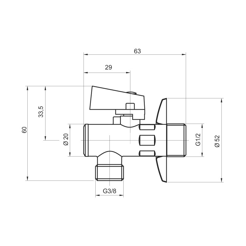 NOVASERVIS Rohový ventil s filtrom, krytkou a kovovou pákou 1/2x3/8 CF3010/10