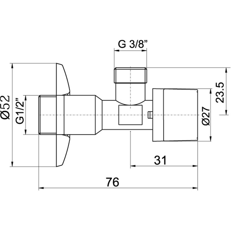 NOVASERVIS Rohový ventil s krytkou a kovovou pákou 1/2x3/8 CF3009/10