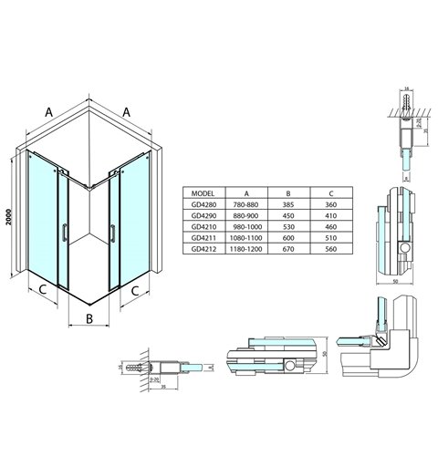 Gelco DRAGON sprchové dvere rohový vchod 1000 mm, číre sklo GD4210